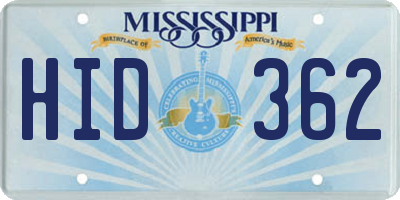 MS license plate HID362