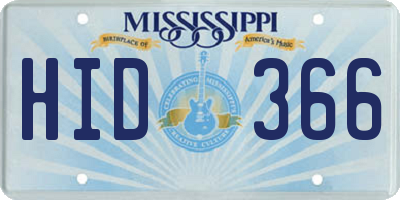 MS license plate HID366