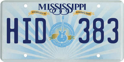 MS license plate HID383