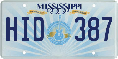 MS license plate HID387