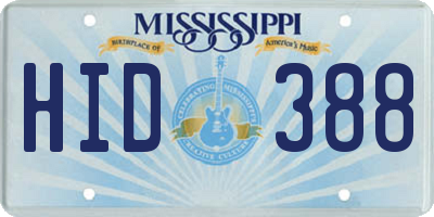 MS license plate HID388