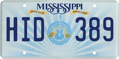 MS license plate HID389