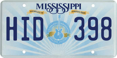 MS license plate HID398