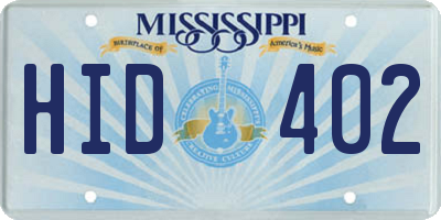 MS license plate HID402