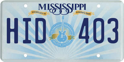 MS license plate HID403