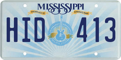 MS license plate HID413