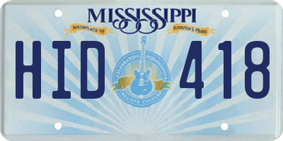 MS license plate HID418
