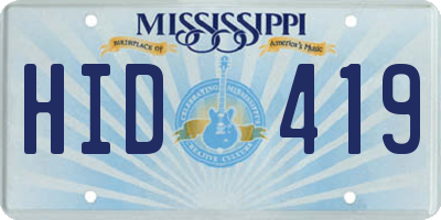 MS license plate HID419
