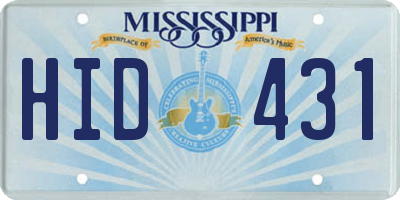 MS license plate HID431