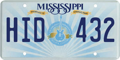 MS license plate HID432