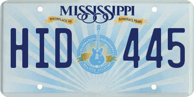 MS license plate HID445