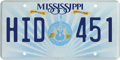 MS license plate HID451