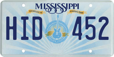 MS license plate HID452