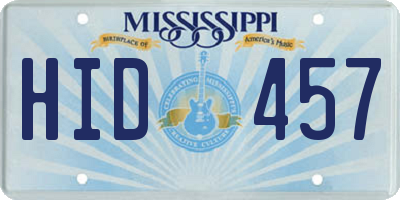 MS license plate HID457