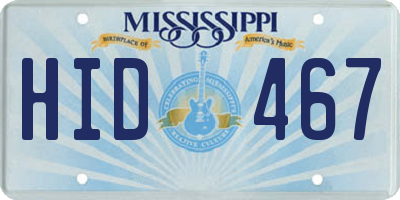 MS license plate HID467