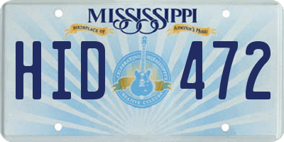 MS license plate HID472