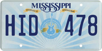 MS license plate HID478