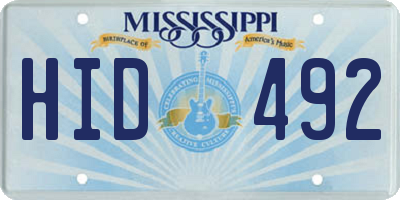 MS license plate HID492