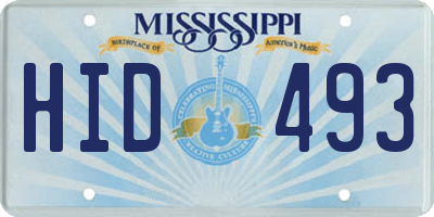 MS license plate HID493