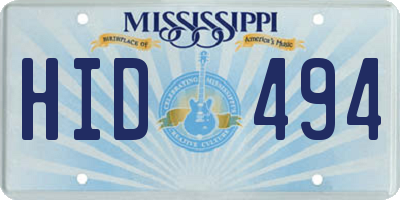 MS license plate HID494