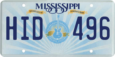 MS license plate HID496