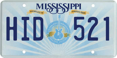 MS license plate HID521