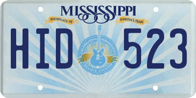 MS license plate HID523