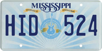 MS license plate HID524