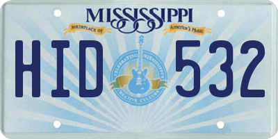 MS license plate HID532