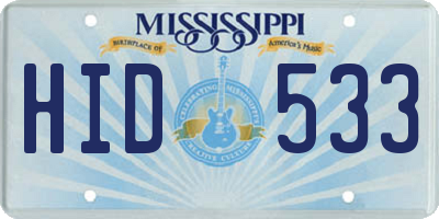 MS license plate HID533