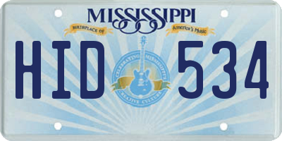 MS license plate HID534