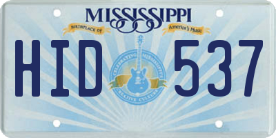 MS license plate HID537