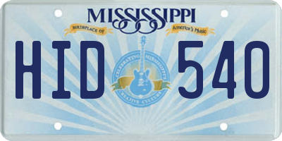 MS license plate HID540