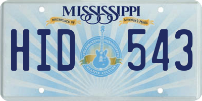 MS license plate HID543