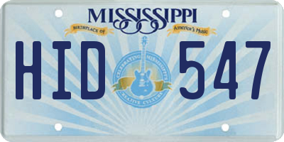 MS license plate HID547