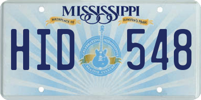 MS license plate HID548