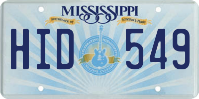 MS license plate HID549