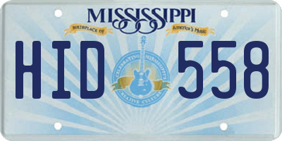 MS license plate HID558