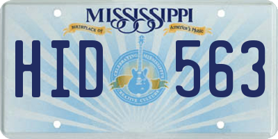 MS license plate HID563