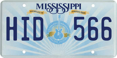 MS license plate HID566