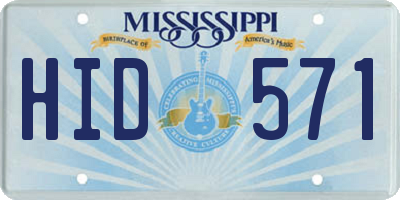 MS license plate HID571