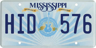 MS license plate HID576