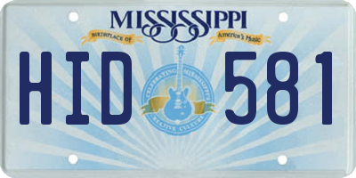 MS license plate HID581