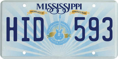 MS license plate HID593