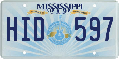 MS license plate HID597