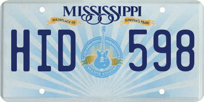 MS license plate HID598