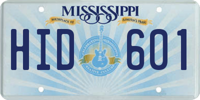 MS license plate HID601