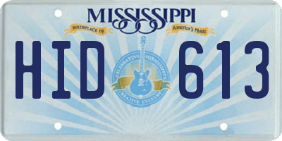 MS license plate HID613