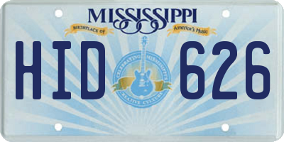 MS license plate HID626