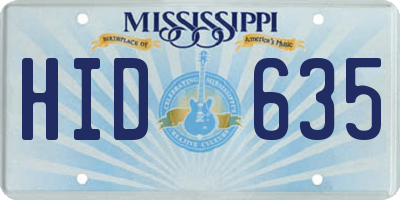 MS license plate HID635